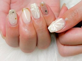 ぷっくりリボンネイル/大人上品