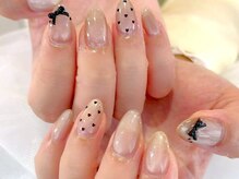 リベレ 心斎橋店(LIBELLE)/リボン/ドット/ワンホンネイル