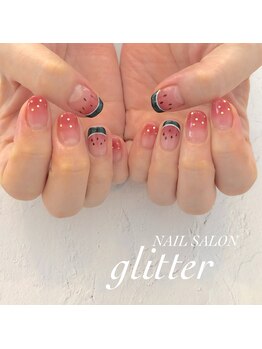 ネイルサロン グリッター(NAIL SALON glitter)/スイカネイル