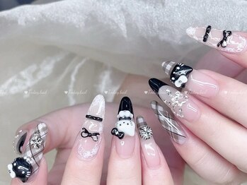トゥデイネイル(Today.Nail)/黒ネイル/キティーちゃん