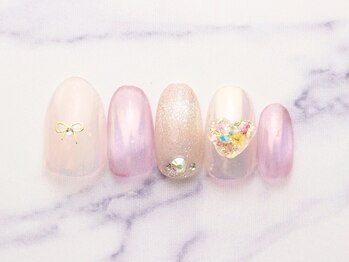 池袋ネイルサロン イイネイル(Ee-Nail)/ぷっくりハート押し花初回￥7500