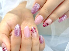ピンクラメ★レオパードネイル