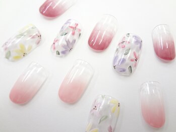 ネイルサロン クイール 小山店(NAIL SALON QUILL)/カラグラデ×フラワーアート