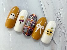 ディーネイル 池袋(D-nail)/【森】チェック手描きハロウィン