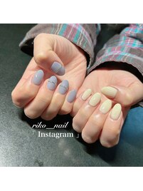 ワンカラー×ミラーネイル
