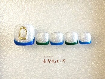 ネイルサロン あかねいろ/夏色　キラキラフレンチフット