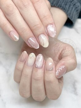 オレンジスティック/手描き桜 ニュアンス