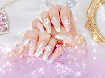 ワンホンネイル 新宿(Rumi Nail)/キラキラ/長さ出し/フレンチ/春