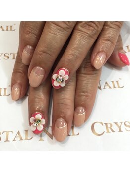 クリスタルネイル 木の葉モール橋本店(CRYSTAL NAIL)/お花逆フレンチジェル