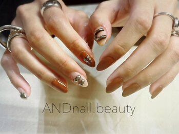 アンドネイル ビューティー(AND nail,beauty)/秋ネイル/メタリックパーツ/藤沢