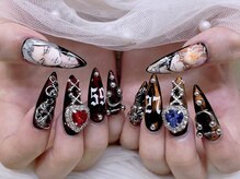 アリーズ(Allies)/痛ネイル　黒　手描き