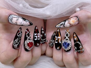 アリーズ(Allies)/痛ネイル　黒　手描き