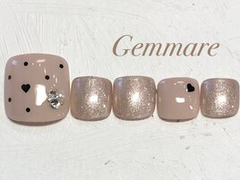 秋ハートドットフットネイル