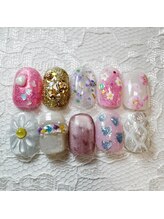 ミスズーネイル(misuzoo.nail)/お花とハート　ガーリー