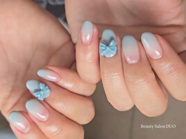 ブルーグレー×リボン