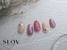 春ピンクにフラワーネイル