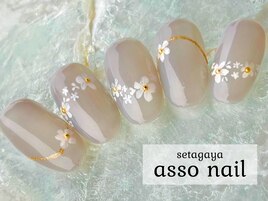 グレーのお花ネイル