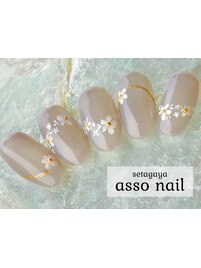 グレーのお花ネイル