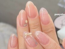 ネイルライフ 目黒店 恵比寿 白金(NailLife)/ベビーピンクリボンネイル