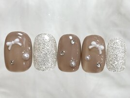 リボンラメベージュパール¥6800