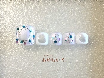 ネイルサロン あかねいろ/夏色クリアなドットフット