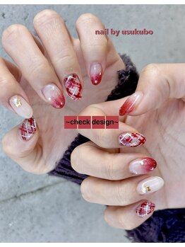 プティットスリール 西尾店(Petit Sourire)/赤*チェックネイル