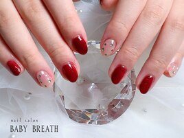 ワンカラー＋ストーンネイル