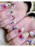 【美フォルム】長さ出し＋ドライフラワーNail♪クリアにラメと押し花☆9800