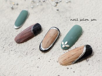 ソウ 難波店 nail salon Sou/木目風nail