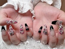 レアネイル 新宿(le'a nail)/手描きハートネイル