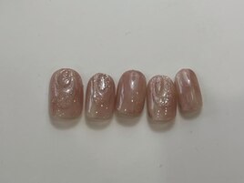ピンクもやニュアンスラメ¥5000