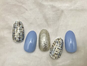 【定額】ツイードネイル ブルー
