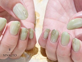 ワールド ビューティ ヴィヴァルト 宝塚店(WORLD BEAUTY VIVALTO)/ピスタチオネイル/ミラーネイル