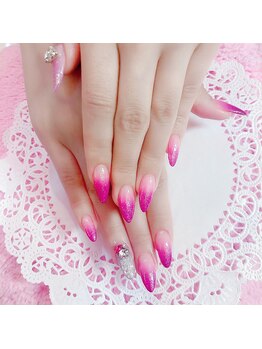 ジュエル付きカラーラメグラデ