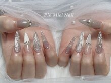 ピオミエルネイル 新宿(pio miel nail)/シルバー煌めく雪華ネイル