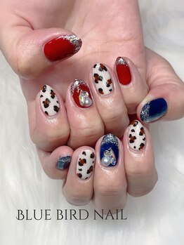 ブルーバードネイル(Blue bird nail)/レオパードnail