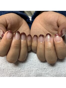 フレンチネイル+ラメライン