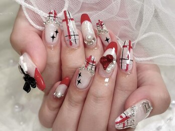 プティネイル 池袋(Puty Nail)/赤チェックネイル　スカルプ