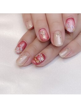 ピオニーネイル(peony nail)/ワインレッドクリスマス