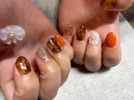 べっ甲&ぷっくりフラワー