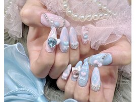 チェック フレンチガーリー 水色