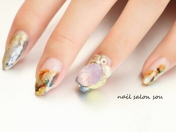 ソウ 難波店 nail salon Sou/インク×Vカットnail