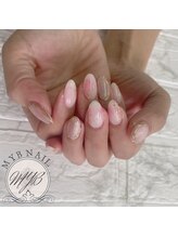マイビーネイル(MYB NAIL)/くすみピンク×ホワイト