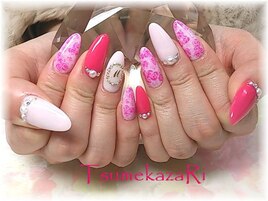 Vividピンク&ホワイト★フラワー