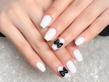 ローブセカンド(L'aube 2nd)/ジェル◆モノクロリボンネイル