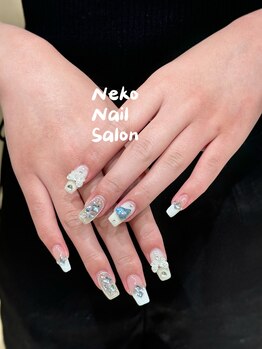 ネコ(Neko)/水色 乳白 ちゅるんネイル