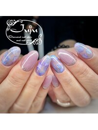 水彩紫陽花ネイル