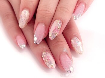 ミケ/あじさいネイル×ミラーアート