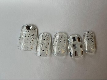 アイネイルズ 梅田店(I nails)/ラメワンカラーシルバーホロ