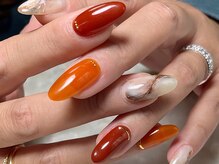 サロンドフォーエイチ(salon de 4H)/シアーカラーに天然石柄ネイル♪